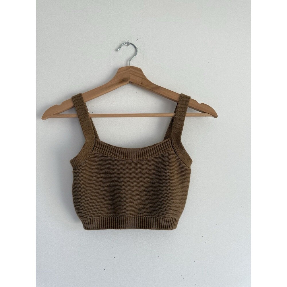 ✿ Sabo Skirt Knit Crop Top Brown Tank Sleeveless Ribbed Sweater XS US 2 AUS 6